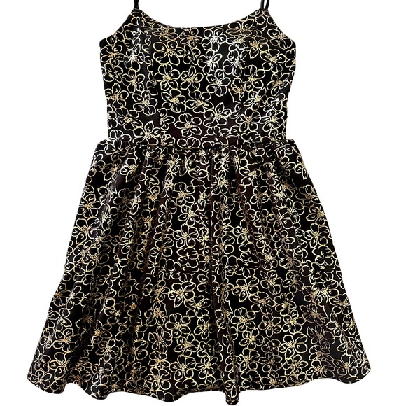 Black Gold Mini Semi-Formal Dress - Picture 1 of 4